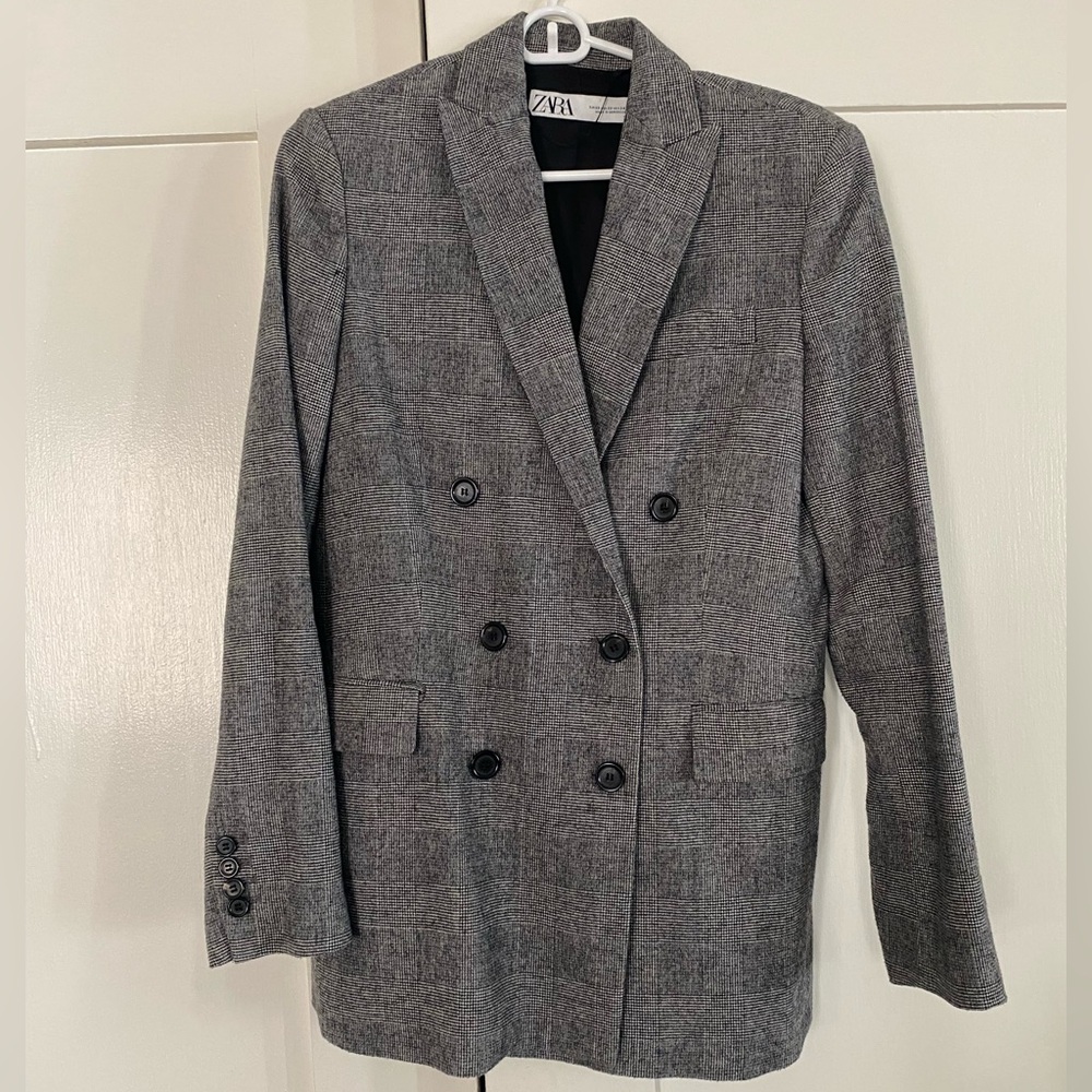 Houndstooth Double-Breasted Blazer - image 1